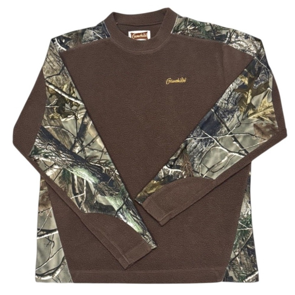 Gamehide Y2K Vintage Fleece Pullover Mens Medium Realtree Camo Hunting Crewneck
